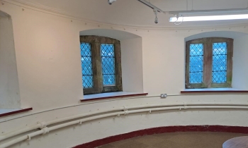 A freshly painted church wall