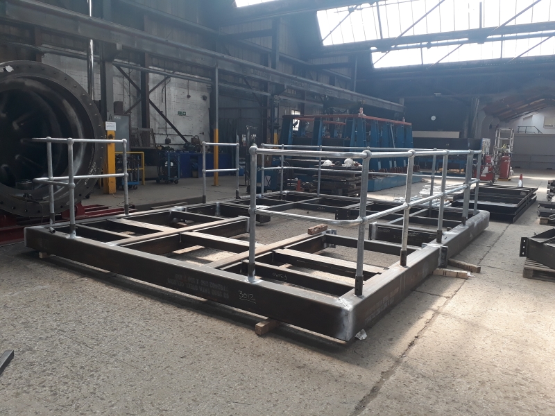 Steel framework in workshop