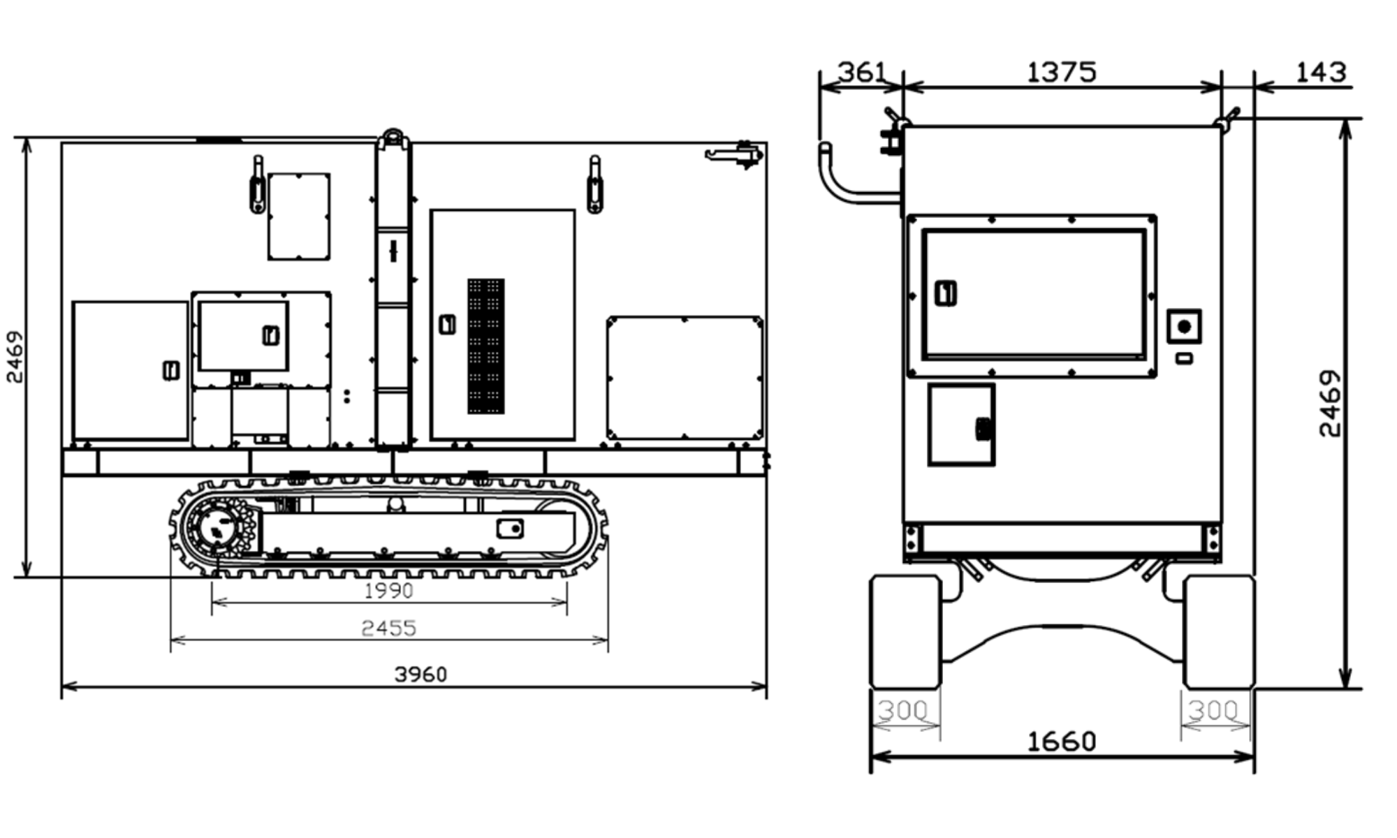 TE-200C4 Powerpack specifications drawing.